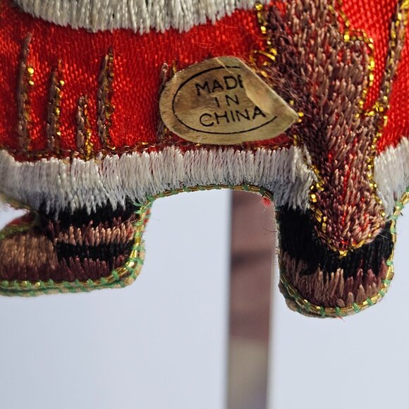 Embroidered Santa Ornament Vtg St. Nick Old World Father Christmas Decor - Picture 4 of 13